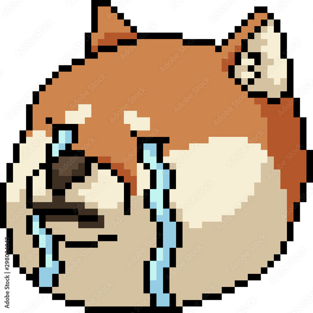 vector pixel art dog cry vector pixel art dog cry