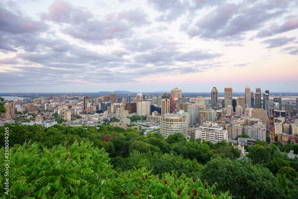 Sunset view of the Downtown Montreal