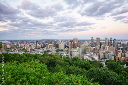 Sunset view of the Downtown Montreal