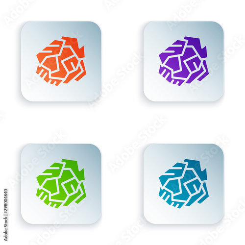 Color Crumpled paper ball icon isolated on white background. Set icons in colorful square buttons. Vector Illustration