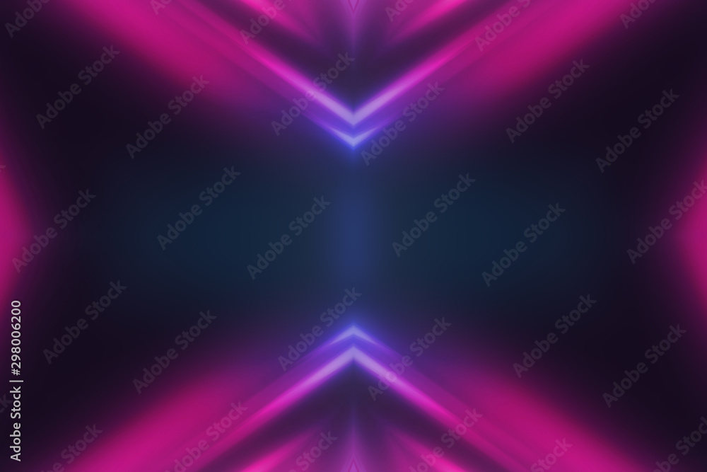 Dark abstract futuristic background. Neon lines glow. Neon lines, shapes. Multi-colored glow, blurry lights, bokeh. Empty stage background Dark abstract futuristic background. Neon lines glow. Neon lines, shapes. Multi-colored glow, blurry lights, bokeh. Empty stage background