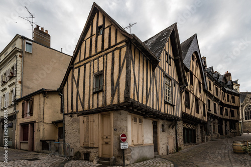 traditional french medieval houses in old town Laval  La Mayenne region of France