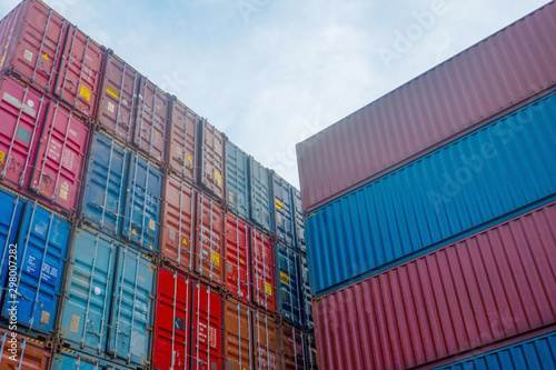 Container stacks in vessels waiting to be imported and exported