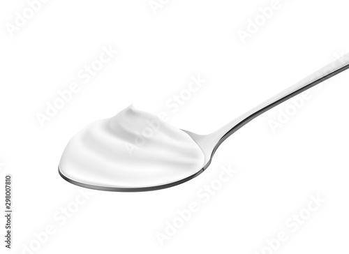 Metal spoon with creamy foam. Vector illustration isolated on white background. Ready for use in your design. EPS10.