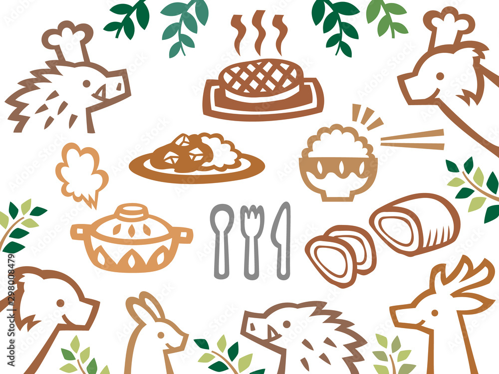 Vetor Do Stock 森のレストラン 動物達と料理の切り絵風イラストセット 可愛い 線画 Adobe Stock Vetor Do Stock 森のレストラン 動物達と料理の切り絵風イラストセット 可愛い 線画 Adobe Stock