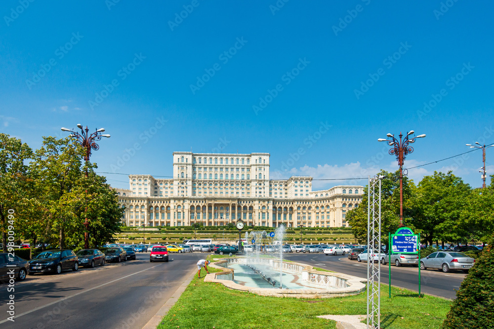 BUCHAREST, ROMANIA - August 28, 2017: Parliament in Bucharest, Romanian