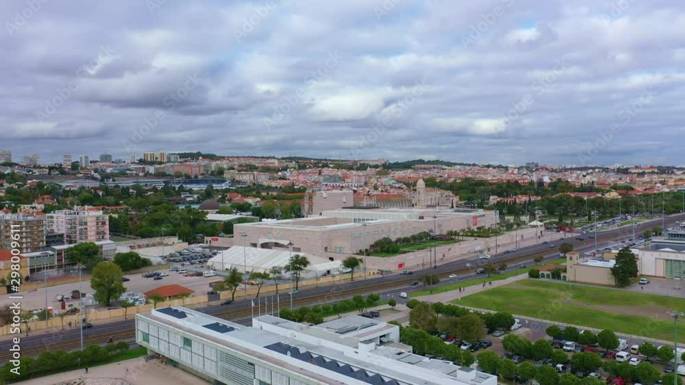 The city of Belem at Lisbon from above - aerial drone footage The city of Belem at Lisbon from above - aerial drone footage
