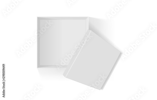 open white paper box isolated on white background mock up 