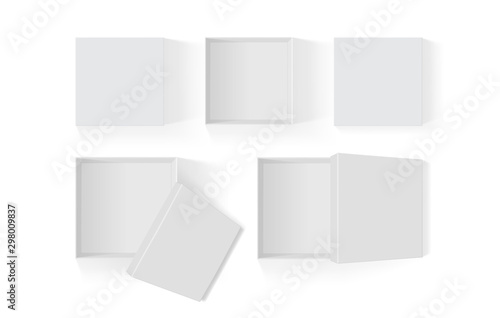 open white paper box isolated on white background mock up 