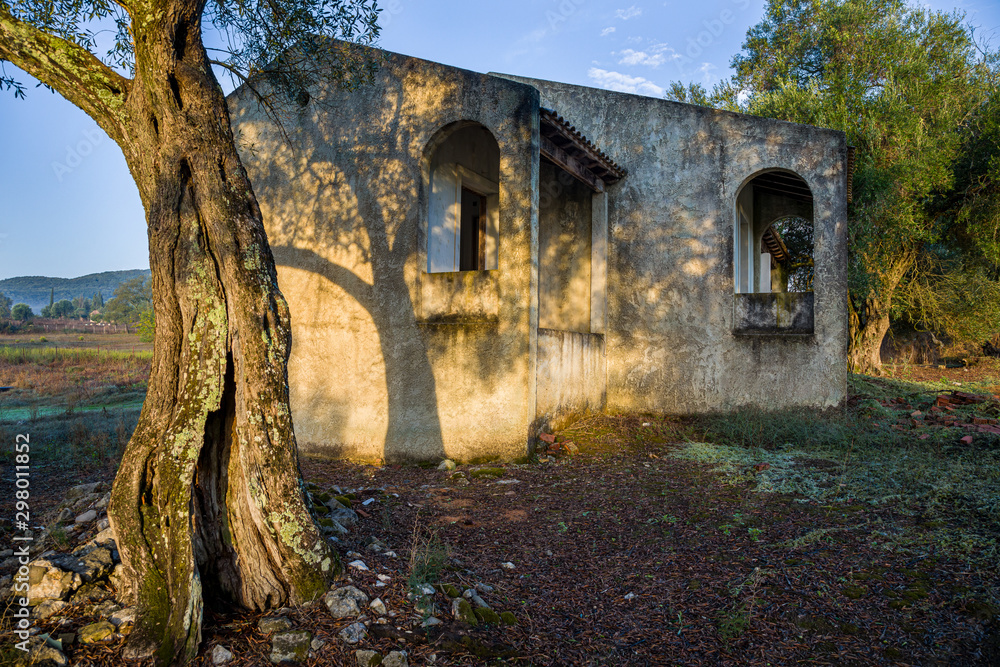 Early morning at an abandoned house on Corfu island