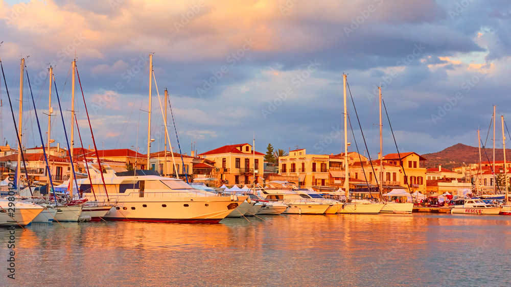 Aegina town at sunset