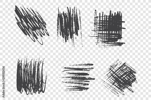 Charcoal pencil scrawl vector illustrations set