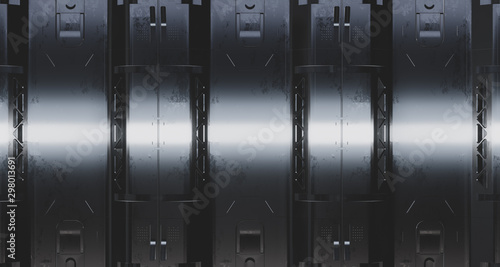 Fototapeta Naklejka Na Ścianę i Meble -  3d render sci-fi metal panel surfaces. Future background with complex forms and shapes. Technology illustration.