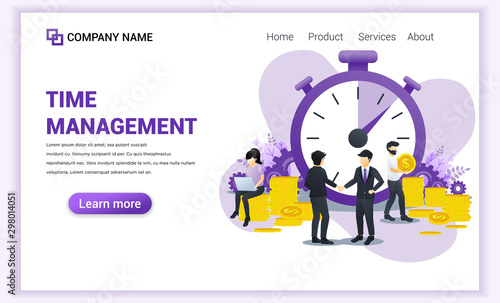 Business management concept, Money saving, Time is money, Save time with Characters. Time management planning. Can use for banner, infographics, landing page, web template. Flat vector illustration