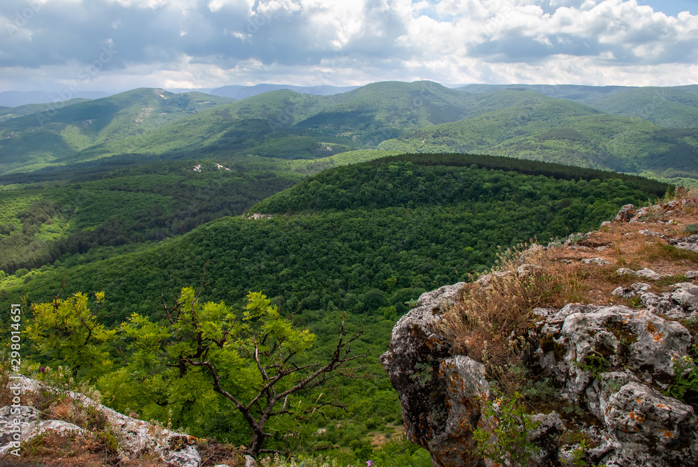 Views from the heights of Mangup. Mangup Kale. Not far from Sevastopol (Khersones). Known as Doros. Plateau of the mountain-outlier Baba Dag.