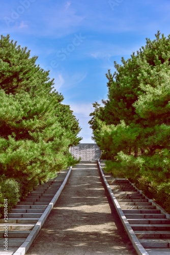 Perspective view of uphill stairs