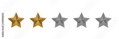 luxury two stars golden gradient rating icon vector.