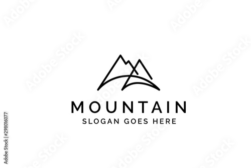 Simple modern mountain adventure logo design