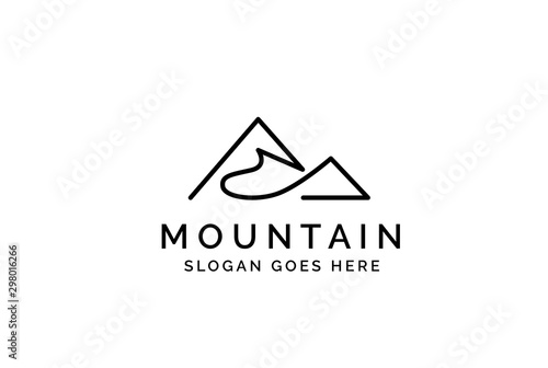 Simple modern mountain adventure logo design