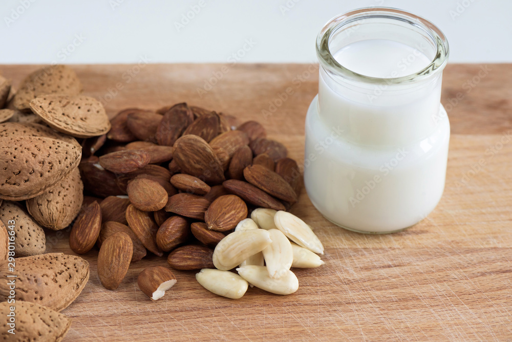 Almond nuts with white milk macro Almond nuts with white milk macro