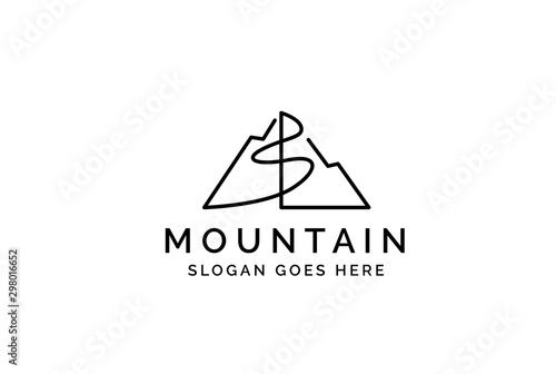 Simple modern mountain adventure logo design