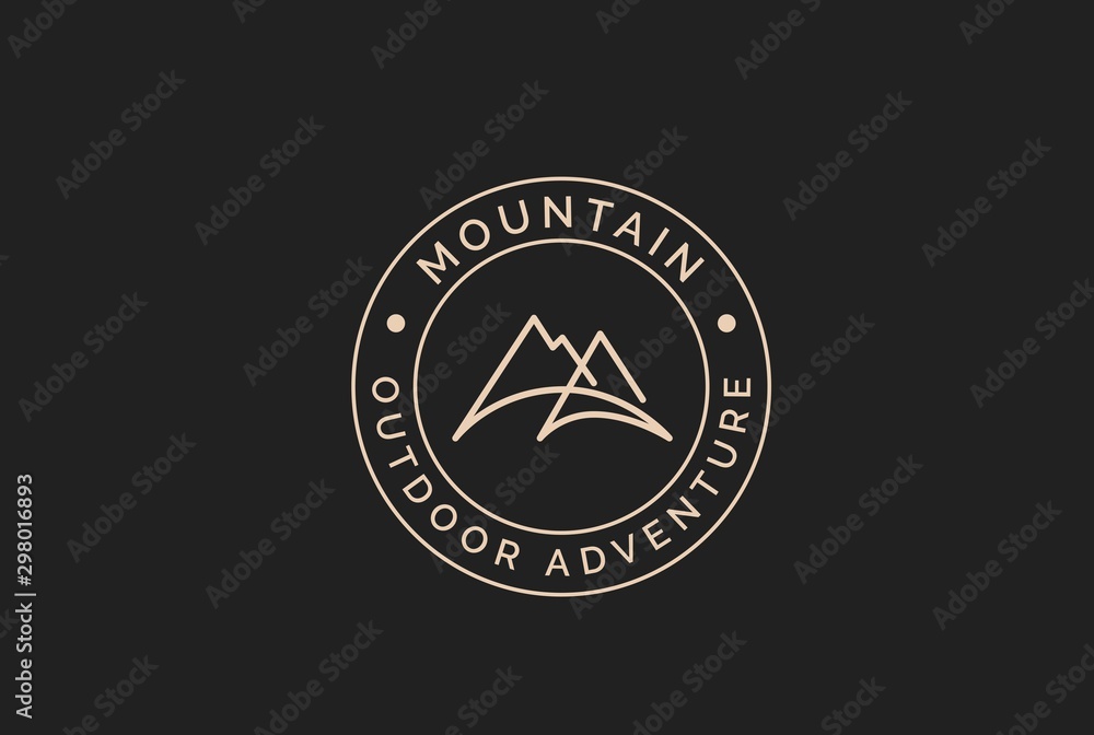 Naklejka premium Simple modern mountain adventure logo design