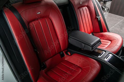 red seats in a car