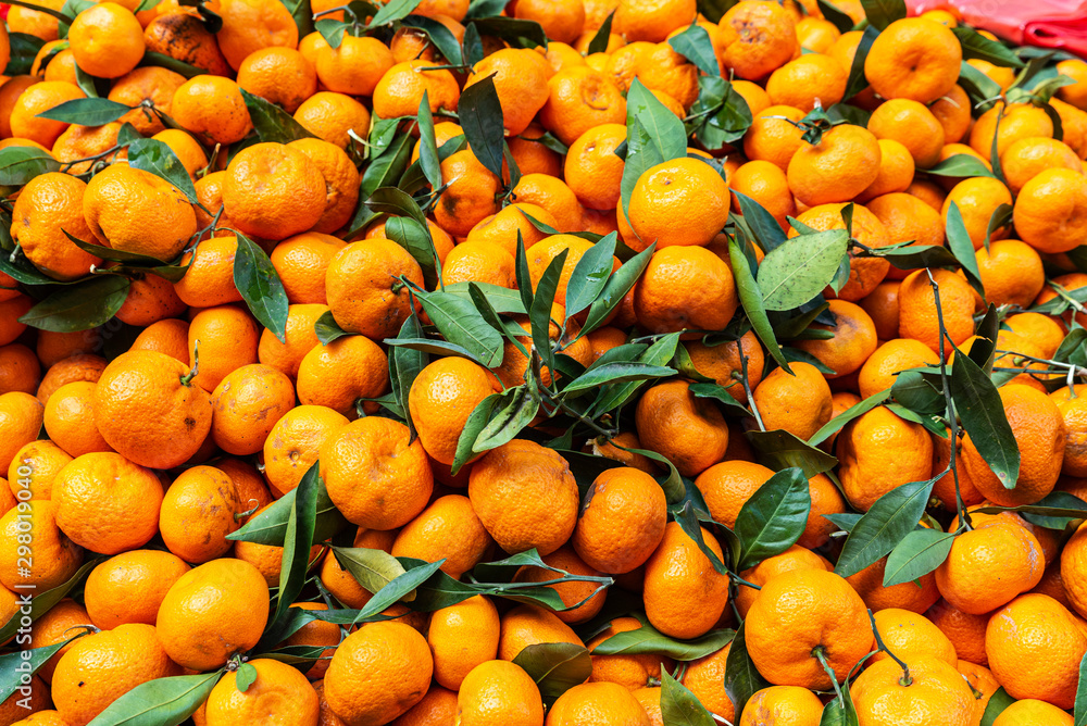 Mandarin orange stand in a farmer market in Athens, Greece
