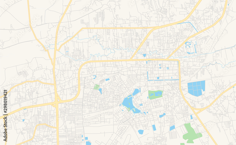 Printable street map of Nakhon Ratchasima, Thailand