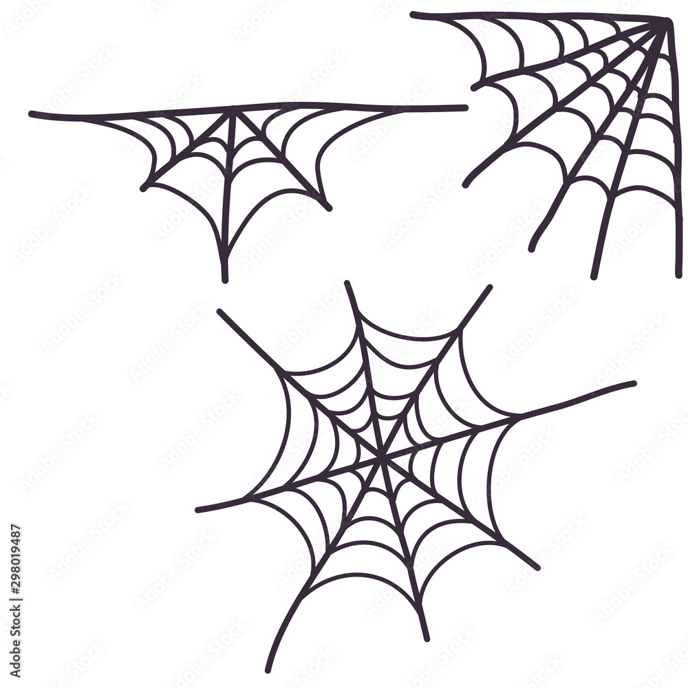 Isolated set of spider web on white background. Holiday element collection. Halloween vector decor. Isolated set of spider web on white background. Holiday element collection. Halloween vector decor.