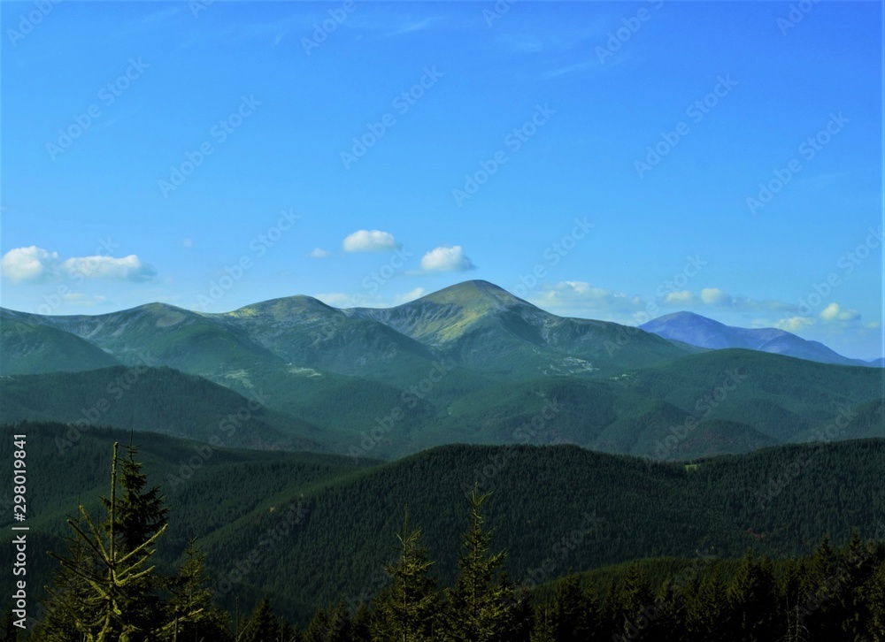 view of the tops of the mountains in fine weather