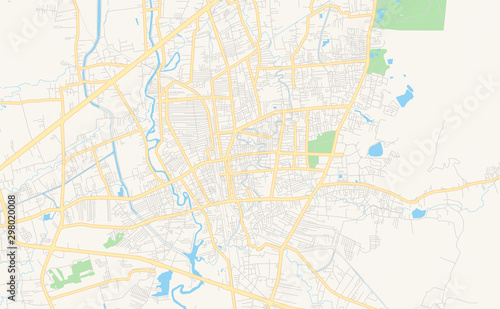 Printable street map of Hat Yai  Thailand