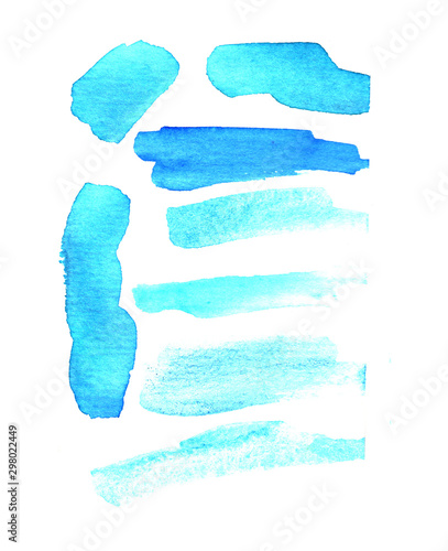 Blue isolated watercolor spots stripes abstract