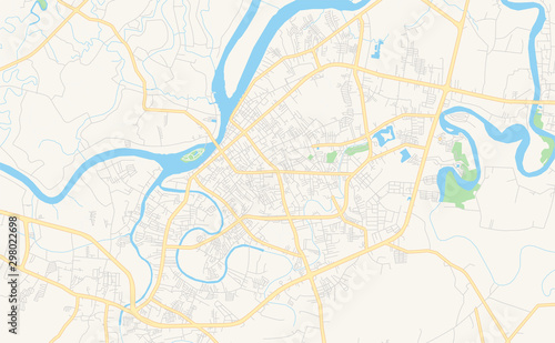 Wallpaper Mural Printable street map of Surat Thani, Thailand Torontodigital.ca