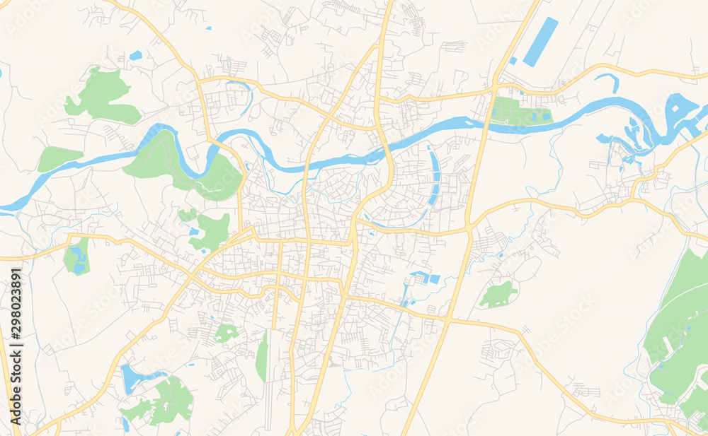 Printable street map of Chiang Rai, Thailand