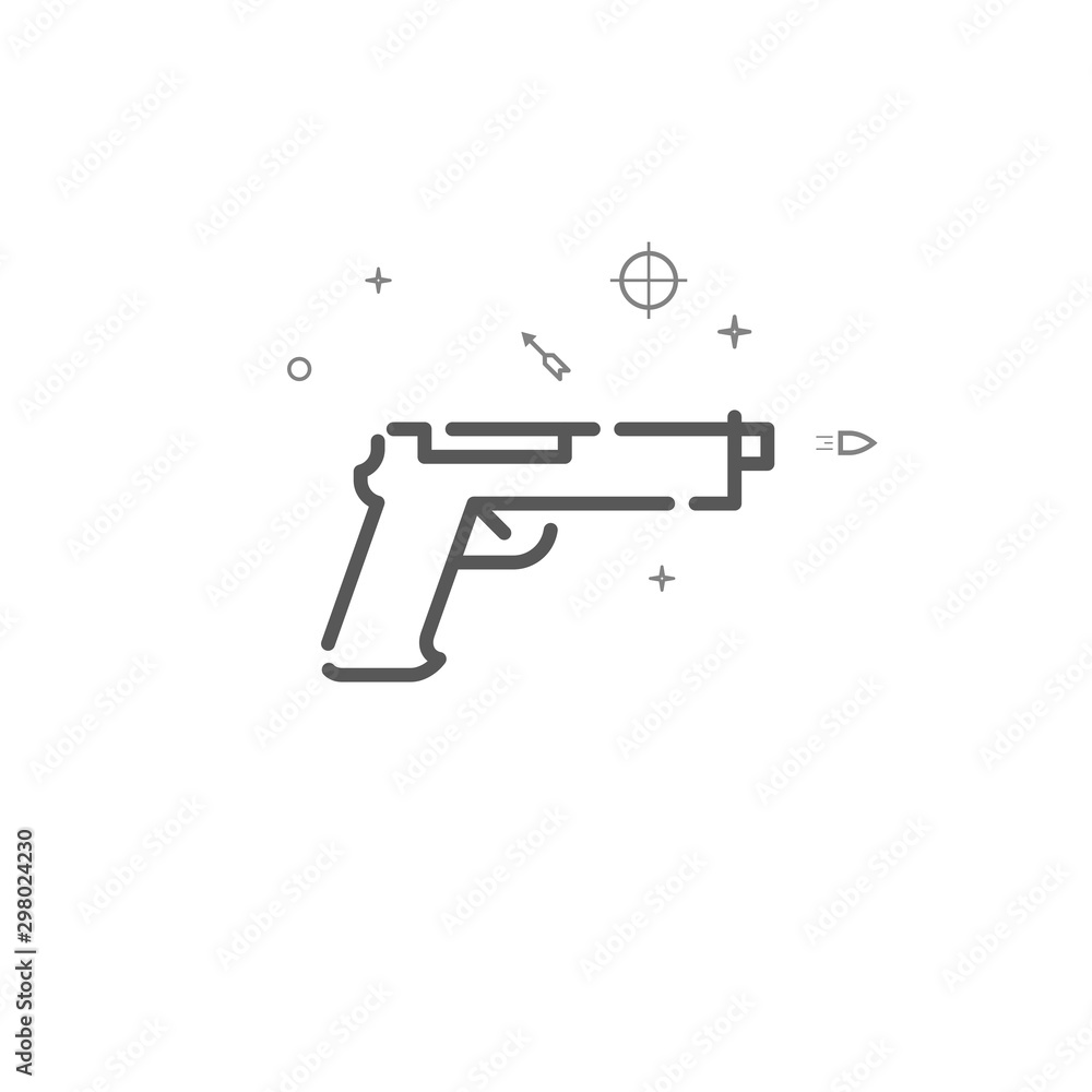 Pistol simple vector line icon. Symbol, pictogram, sign. Light background. Editable stroke Pistol simple vector line icon. Symbol, pictogram, sign. Light background. Editable stroke