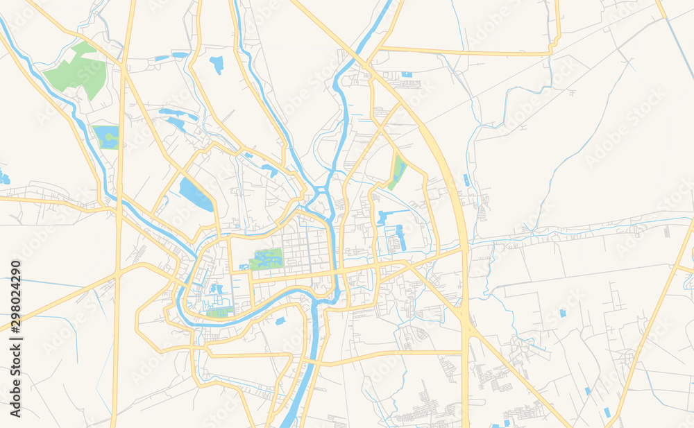 Printable street map of Phra Nakhon Si Ayutthaya, Thailand