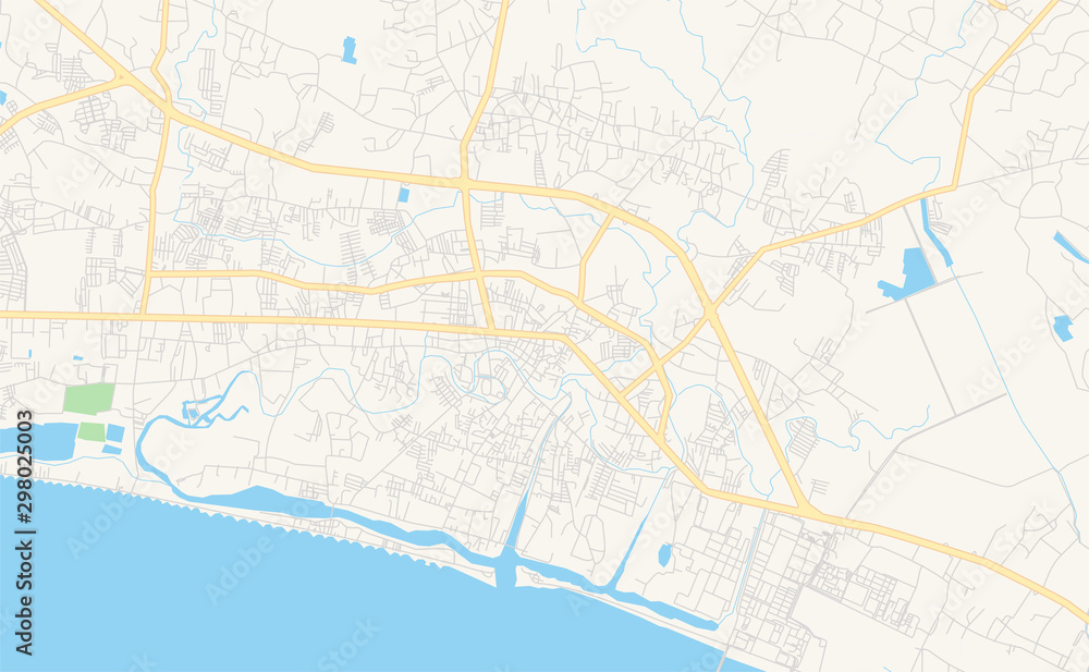 Printable street map of Rayong, Thailand