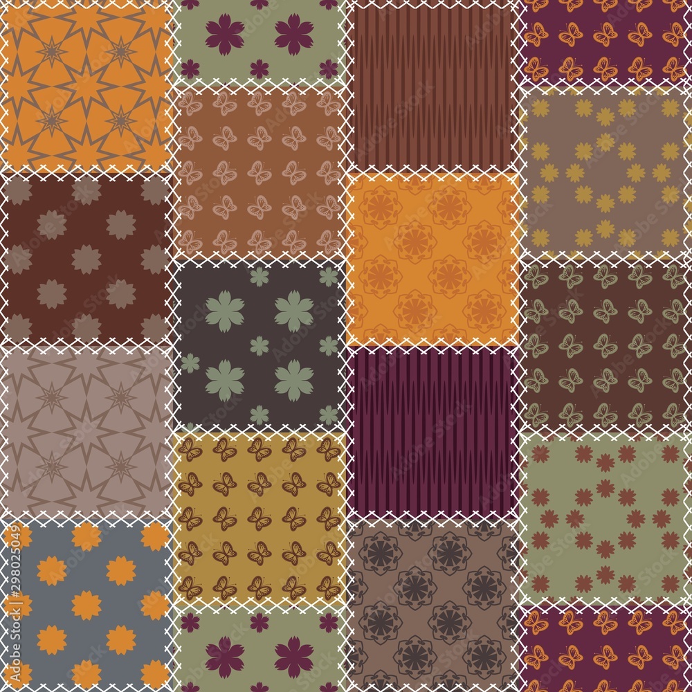 patchwork background with different patterns	