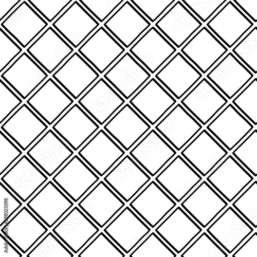 Abstract seamless geometric pattern with square elements. Simple black and white linear mosaic texture. Vector