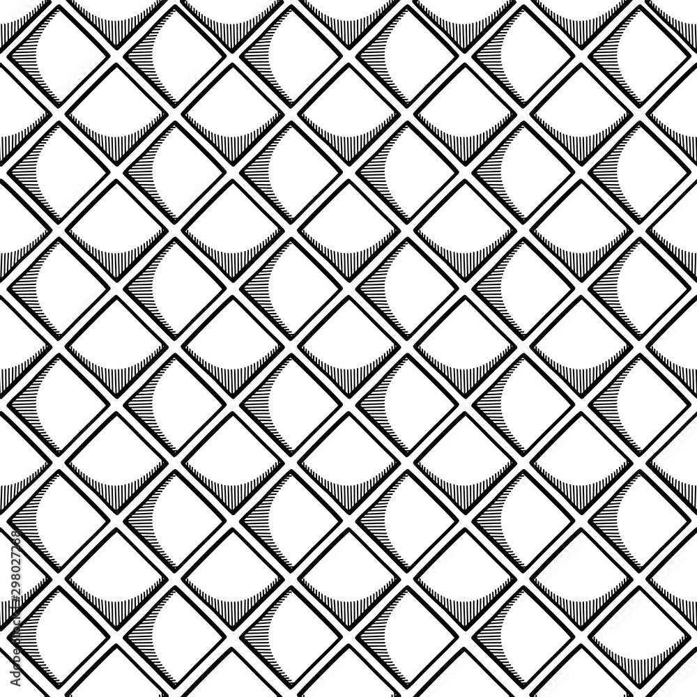 Abstract seamless geometric pattern with square elements. Simple black and white linear mosaic texture. Vector Abstract seamless geometric pattern with square elements. Simple black and white linear mosaic texture. Vector