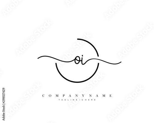 OI initial handwriting logo template vector.