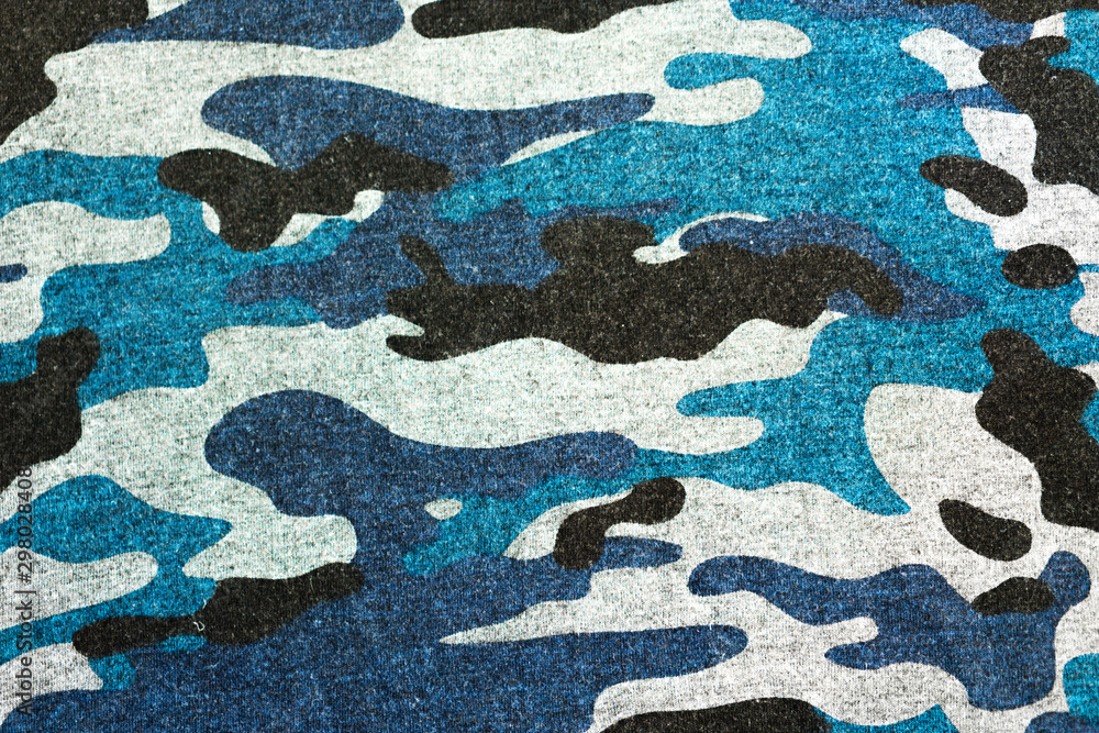 BLUE BLACK CAMOUFLAGE FABRIC TEXTURE BACKGROUND. military and hunting clothes BLUE BLACK CAMOUFLAGE FABRIC TEXTURE BACKGROUND. military and hunting clothes