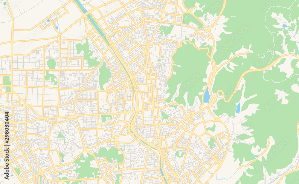 Printable street map of Cheongju, South Korea