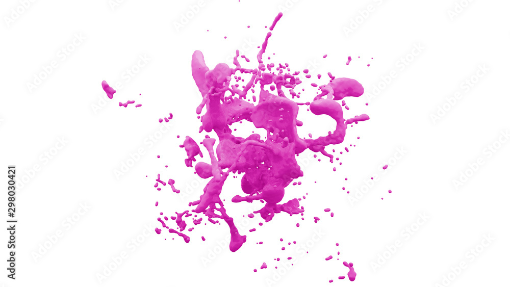 abstract isolated colored liquid splash in front of white background - 3D Illustration