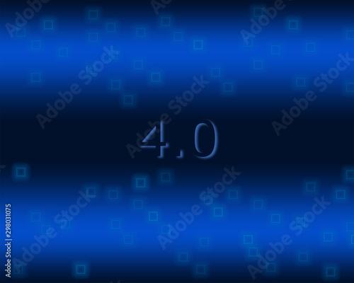 4.0 - digitale zukunft industrie 4.0 - schwarz blau mit quadraten photo