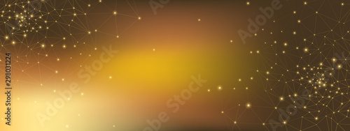 Glow Technology Wallpaper. Big Data 3d. Gold Grid 