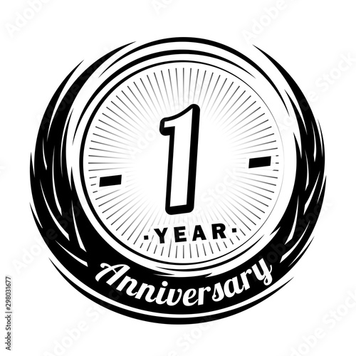 1 year anniversary. Anniversary logo design. One year logo.
