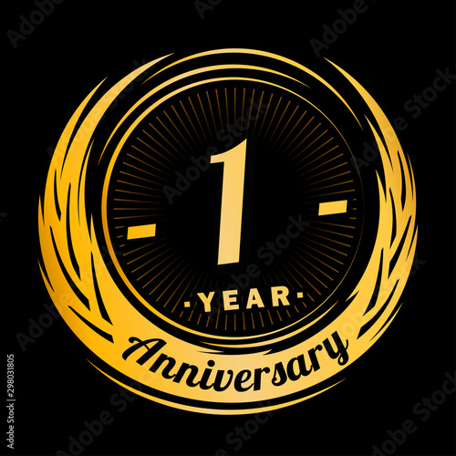 1 year anniversary. Anniversary logo design. One year logo.