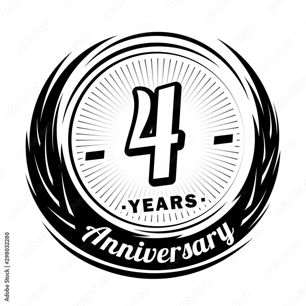 4 years anniversary. Anniversary logo design. Four years logo. 4 years anniversary. Anniversary logo design. Four years logo.